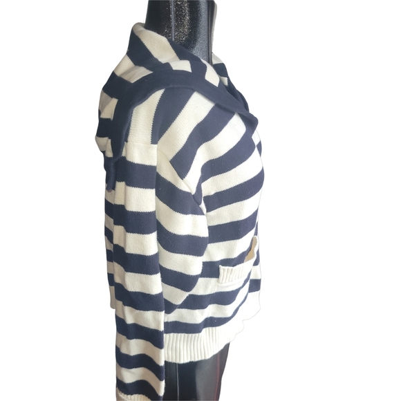 Zara Navy And White Striped Sailor Flap Collar Sweater XS - Picture 3 of 6